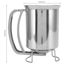 4.1x6.4in Pancake Batter Dispenser, Handheld Stainless Steel Pancake Pourer for Baking, Cupcakes, Muffins Cooking Crepes, Waffles, Easyflow Spout, Measuring Gauge in MLS and Cups