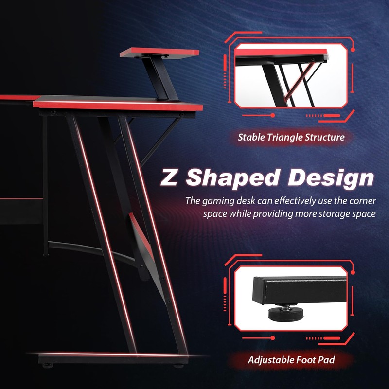 PayLessHere L Shaped Desk Corner Gaming Desk Computer Desk with