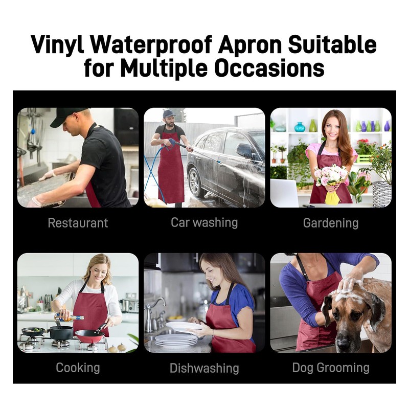Vammcht Waterproof Apron with Comfortable Adjustable Bib, Rubber Vinyl Dishwasher