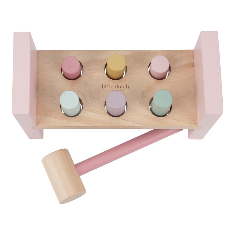 Little Dutch 7346 FSC Wooden Hammer Bench Fairy Garden Pink