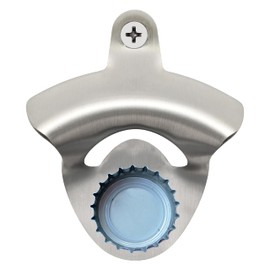 Jumiok Magnetic SUS304 Stainless Steel Bottle Opener Wall Mounted Beer Cap opener Silver Mountable for Beer Lover Gifts