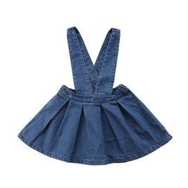 ZAXARRA Toddler Baby Girls Strap Suspender Skirt Overalls Dress Outfit (Blue, 3-4 T)