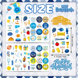 432 PCS Hanukkah Stickers, Happy Hanukkah Stickers for Kids Adults, Hanukkah Gifts Decorations, Hanukkah Candle Ornaments Sticker, Chanukah Stickers School Classroom Party Supplies