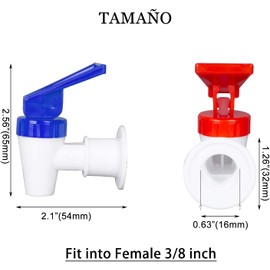 Llave Enfriador de Agua, Espiga de Repuesto para Enfriador, Grifo Enfriador de Repuesto, 4 Piezas, Azul/Rojo, Reutilizable, Rosca Interna de Plástico, a Prueba de Fugas Válvula de Vertido de Agua