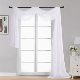 OWENIE - Cenefas transparentes blancas para ventanas de 216 pulgadas extralargas, cortinas de ventana con bolsillo para barra de cortina de arco de boda, fiesta, dosel, cama, sala de estar, 1 pieza, 42 pulgadas de ancho, 18 pies de largo