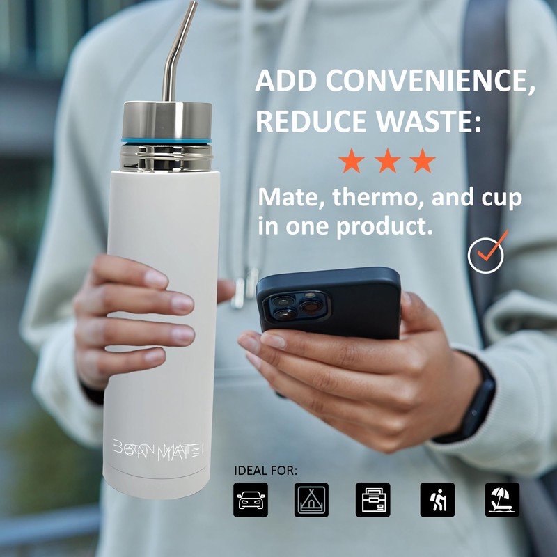 BONMATEI NEW Premium Self-Stirring Mate | 2-in-1 Stainless Steel Mate