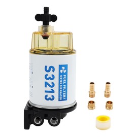 S3213 Fuel Filter Water Separator Assembly with Clear Bowl for Marine Outboard Motor Mercury with 3/8" Barb x 1/4" NPT Fittings Replaces# 35-60494-1, 18-7932-1, 18-17928, 35-809097