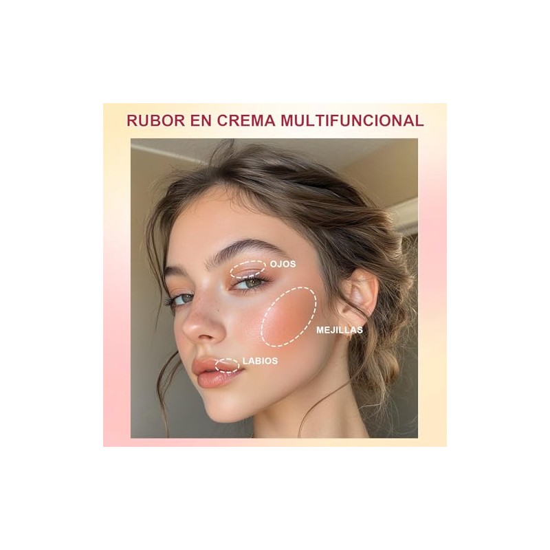 Rubor Multifuncional en Crema con Esponja Incorporada, 3 en 1