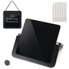 TOWON Glass Desktop Whiteboard with Wood Stand, Foldable, Black Square