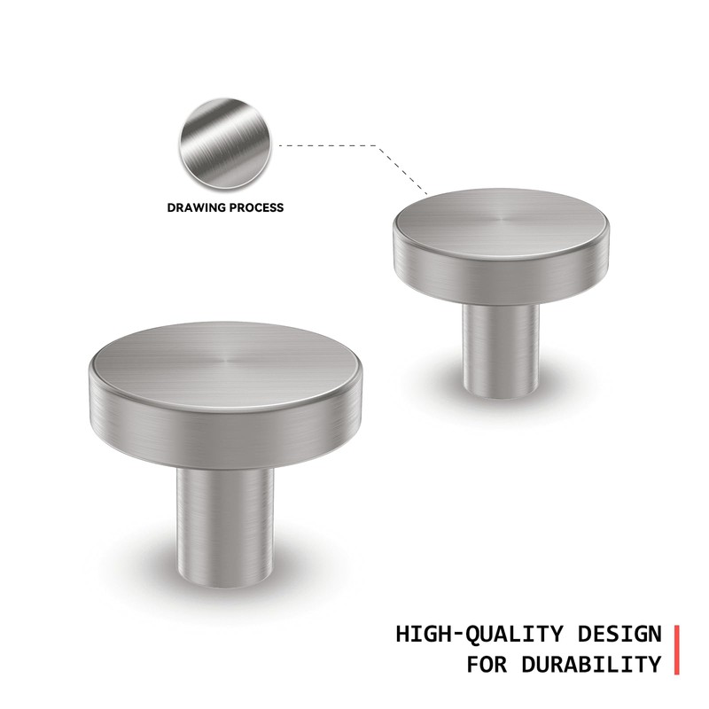homdiy 30 Pack Brushed Nickel Cabinet Knobs, Round Kitchen Drawer