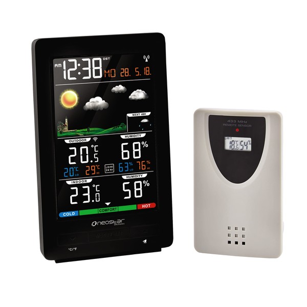 Wireless Colour Weather Station (Premium Quality/HD Display) Radio Controlled Clock (UK 2023 Version) Indoor Outdoor Temp Humidity Max Min with 24 Hour Auto Reset