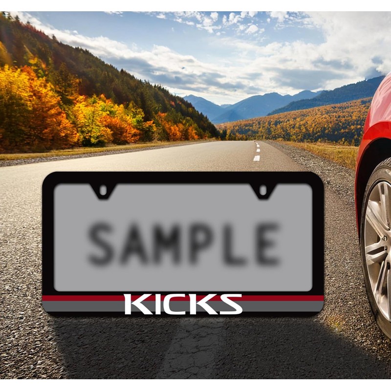 Nissan Kicks UV Printed Black Plastic License Plate Frame with