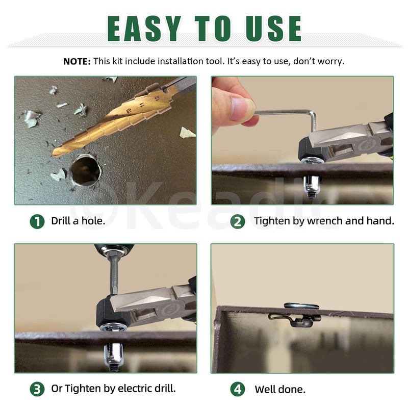 Keadic 25Pcs M5 Jack Nut with Installation Tool Set, Nutserts