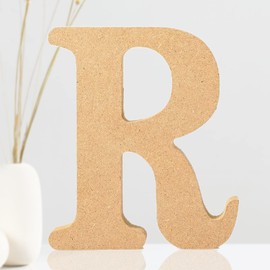 AOCEAN 6 Inch Designable Wood Letters Unfinished Wood Letters for Wall Decor Decorative Standing Letters Slices Sign Board Decoration for Craft Home Party Projects (R)