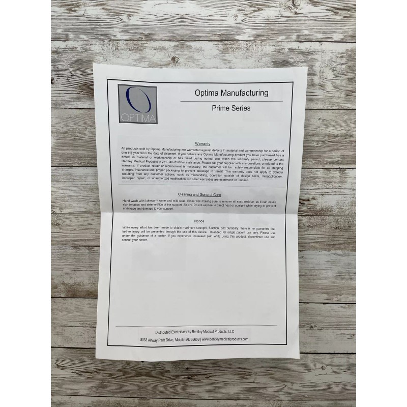 Optima Back Brace Lumbar Support Prime Series XL for 41"-