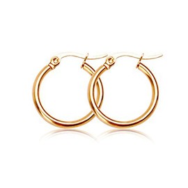 18k yellow Gold plated huggie hoop 20mm sleeper earrings Non-allergenic