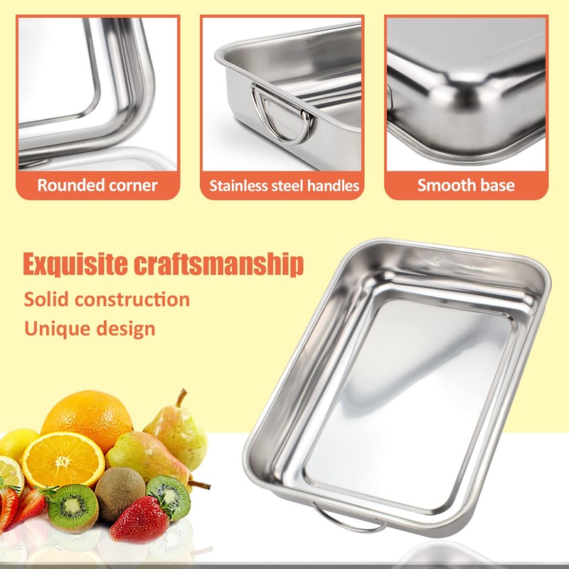 ROSSETTO Casserole Dish Stainless Steel Rectangular Large Baking Dish with