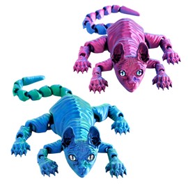 3D Printed Cat, Printed Animal Toys, 2 Pack Realistic Printed Fidget Cat (22cm), 3D Printed Stress Relief Animal Models for Home Office Decorative Desk Toys