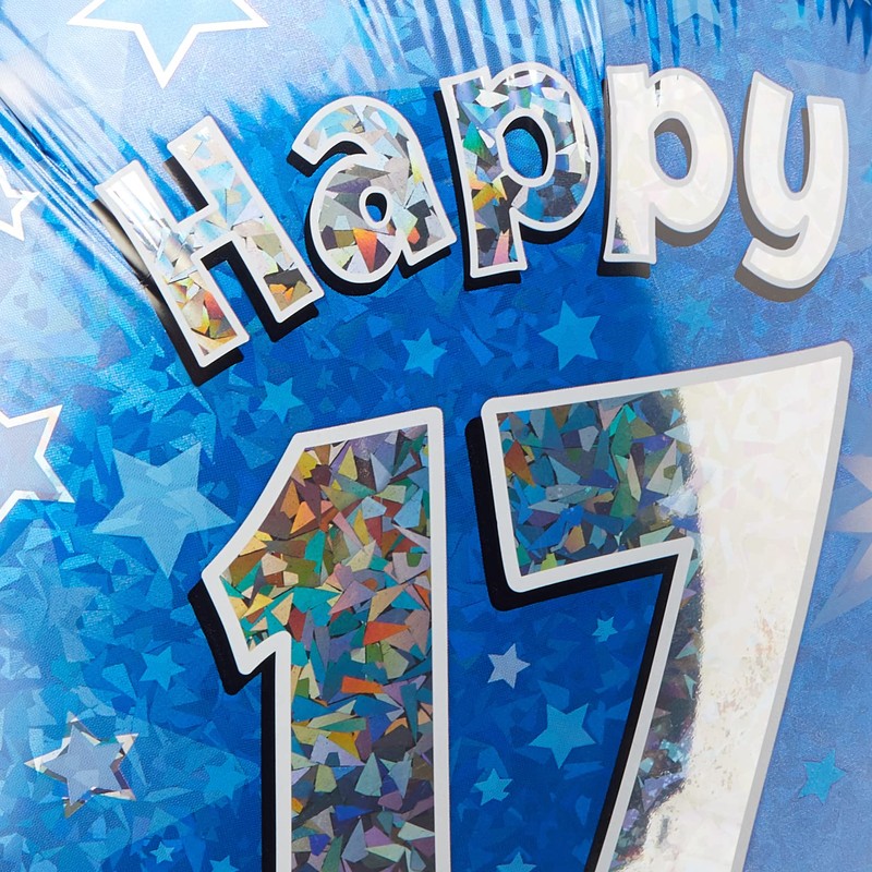 Oaktree UK Oaktree 18" Happy 17th Birthday Blue Holographic, Aluminium