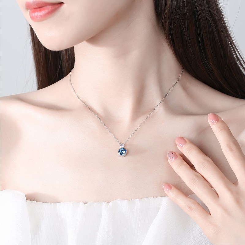 judypaul Women's S925 Silver Necklace, Length 15.7 + 2.4 inches