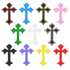 MABAHON 11PCS Colorful Cross Patches, Iron on Patches for Clothing，Patches for Clothing，Cross，Patch Sticker, Ironed Applique Patch for DIY Jeans, Jackets, Clothes, Bags, Hats