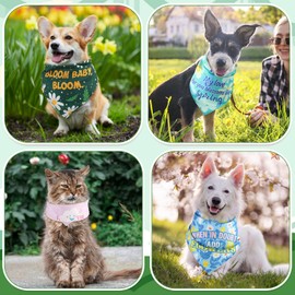 Kacctyen 200 Pcs Easter Dog Bandana Bulk with Sayings Spring Floral Printed Pet Triangle Scarf Bibs Washable Puppy Kerchief Adjustable Grooming Supplies for Small Medium Large Dog Cat (Spring)