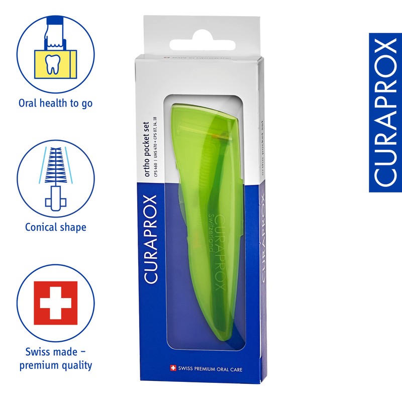 Curaprox Ortho-Pflege-Kit, das Ortho-Pflegeset mit System, UHS 470 holder, Pocket