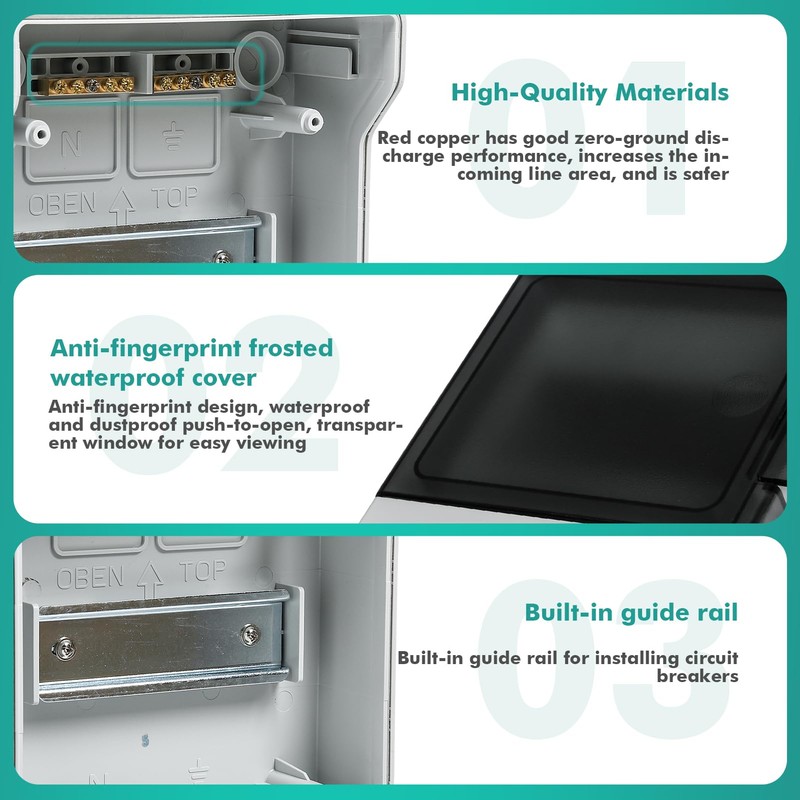 BuyWeek Surface-Mounted Distribution Box 1 Row 6 Modules IP66 Waterproof