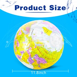 16 inches Inflatable Globe Blow up World Globe PVC Earth Beach Ball Globe Toys for Kids Swimming Pool Game Classroom Playing or Teaching Party Favors Decorations (12)