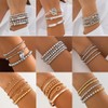 LXSSLY 6Pcs Silver Bead Bracelets Set for Women,14K Gold Plated