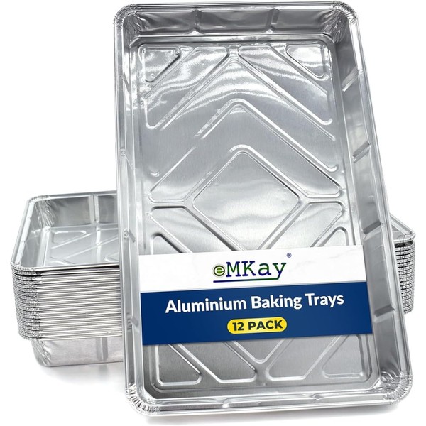 eMKay® Pack of 12 Aluminium Foil Baking Trays - Reusable