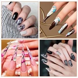 AOZUO 18pcs Nailart Pinsel Set, Nailart Design Pinsel Nagelgel Lack Malpinsel Zeichenstift Nagelliner Punktierpinsel für Heimwerker Maniküre Salon Zuhause Nail Pinsel Set
