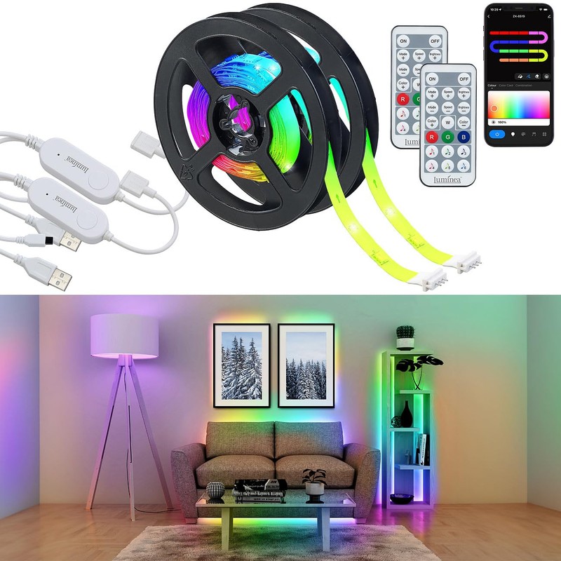 Luminea Home Control RGB LED Strips USB: Set of 2