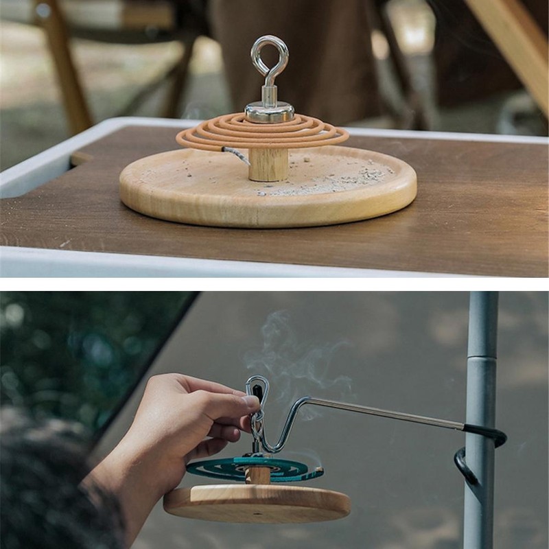 Portable Mosquito Coil Holder Multifunctional Magnetic Removable Oak Mosquito Coil