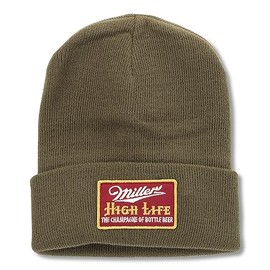 AMERICAN NEEDLE Miller High Life Beer Unisex Cuffed Beanie Warm Headwear, Cuffed Knit Collection, Olive (21019B-MHL-OLIV)