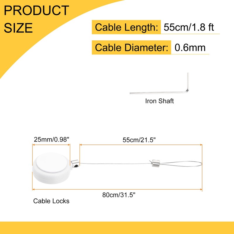 MECCANIXITY 1.8 ft Retractable Cable Lock with Latch Remote Control