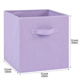 Stero 13x13x13 Inch Fabric Storage Bins 6 Pack Fun Colored Durable Storage Cubes with Handles Foldable Cube Baskets for Home, Kids Room, Closet and Toys Organization Purple
