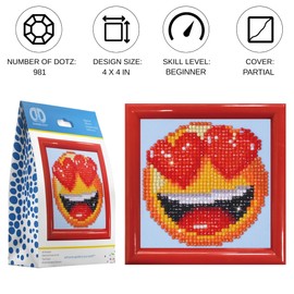 Diamond Dotz DD1F-006 - Smilie Love Red Frame - 3.75" x 3.75" - Diamond Painting - Perfect for Beginners and Children