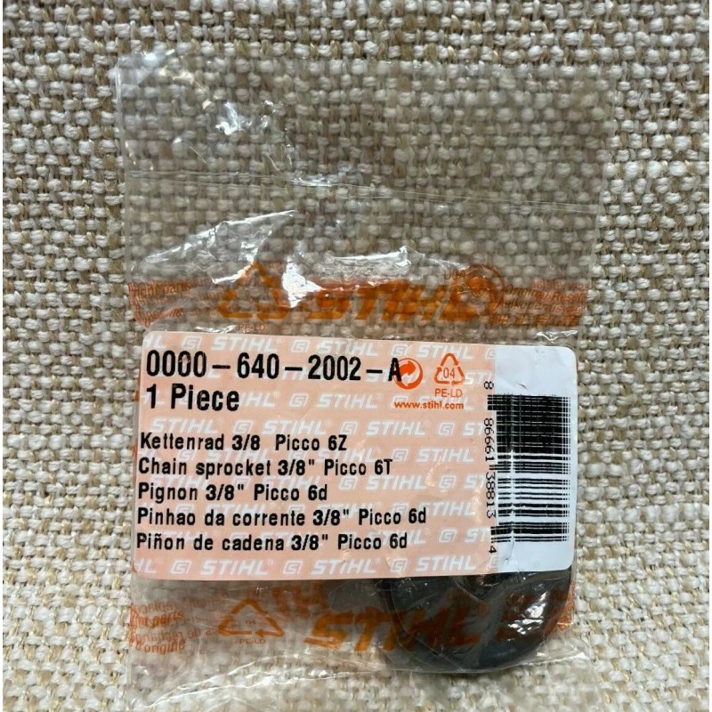 Stihl 0000 640 2002 Chain Sprocket 3/8'' Picco 6T, fits