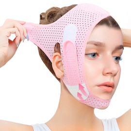 Generic Reusable V Line Lifting Mask, Face Lifting Strap, Beauty Device, Face Strap, Face Slimming Chin Strap, Chin Strap for Women and Men, Breathable & Comfortable - Pink