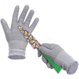 HPHST Cut-resistant gloves for children, work gloves in honeycomb design, A5 cut-resistant gloves, gardening gloves for 9-15 year olds, children, 1 pair, grey (XS, grey)