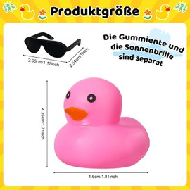 Halinuia Pack of 24 Rubber Ducks, Yellow Rubber Duck for Car Dashboard with 24 Sunglasses, Bath Duck Squeaky Duck Bath Toy Car Ornaments for Party, Room, Office, Car Decoration