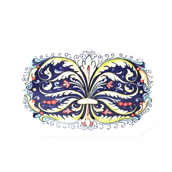 Nova Deruta Serving Appetizer Tray Platter, Dark Blue Fleur De