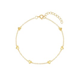 Niaspi Small Love Heart Bracelet 925 Sterling Silver for Women Gold Plated Tiny Cute Huggie Heart Bracelet Adjustable Vintage Trendy Elegant Friendship Valentine's Day Mothers Day Jewellery Gfits