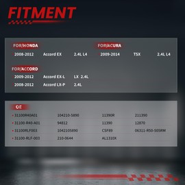 TSSLIIN Upgraded High Output Alternator for//HONDA Accord EX EX-L LX 2008-2012, LX-P 2009-2012, For//Acura TSX 2009-2014 2.4L L4, 130A 12V 7-Groove Pulley OE Replacement 31100-R40-A01