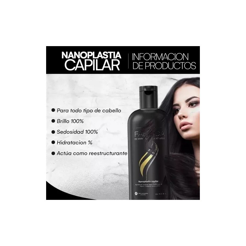 Fabrica de Keratinas Nanoplastia Capilar 1lt + Shampoo De Limpieza