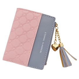 Simpcozy Ladies Purse, Small PU Wallet for Women, Bifold Card Holder Small Purse with Zipper Coin Pocket, Leather Women's Wallets for Cash, Coin, Card, Bill (Modern, Pink)