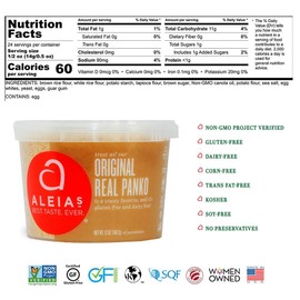 Aleia's Gluten Free Real Panko Original 12 oz, Pack of 1