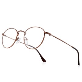 RB.Pilot Small Metal Round Reading Glasses for Women Men Classic Vintage Retro Shades Blue Light Blocking Computer Readers (Brown, 3.50)