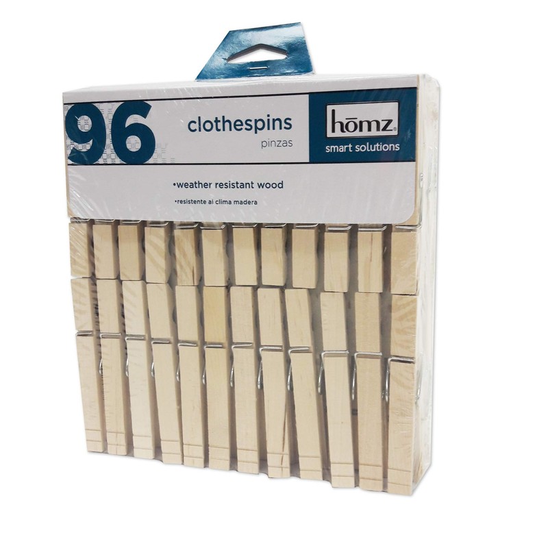HOMZ Wood Clothes Pins, 96-Count